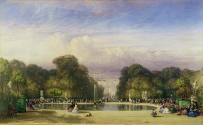 Los jardines de las Tullerías, con el Arco de Triunfo en la distancia, 1858